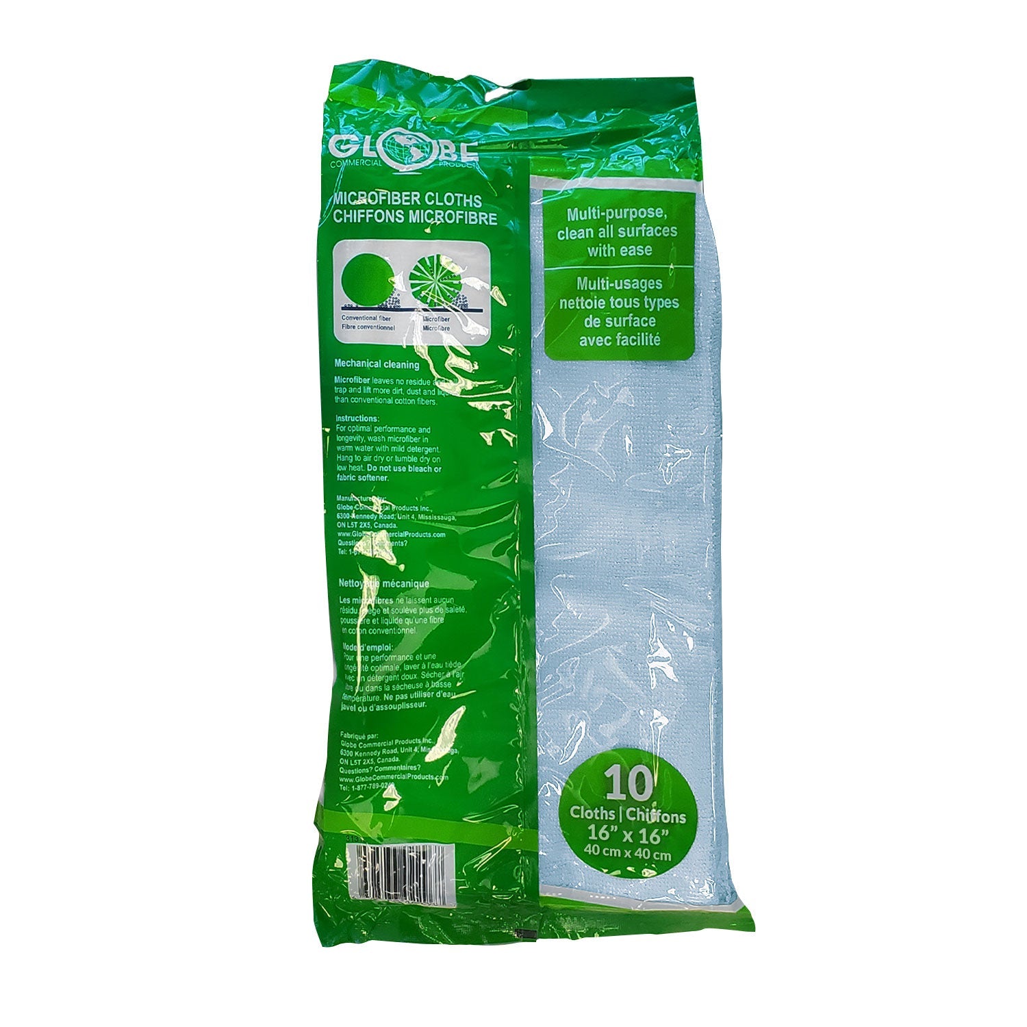 16”x16” Glass/Mirror Microfiber Cloth Blue (20 packs of 10)