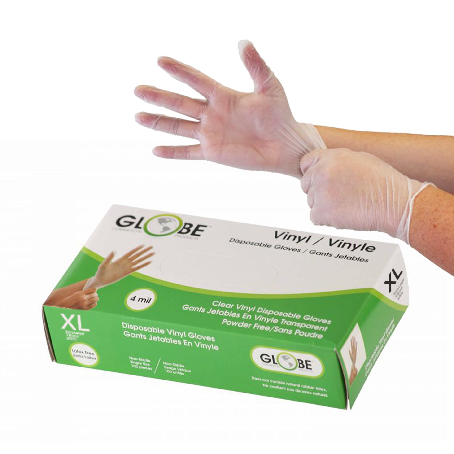 Vinyl Gloves Powder Free 4mil Clear Medical (10 boxes of 100)